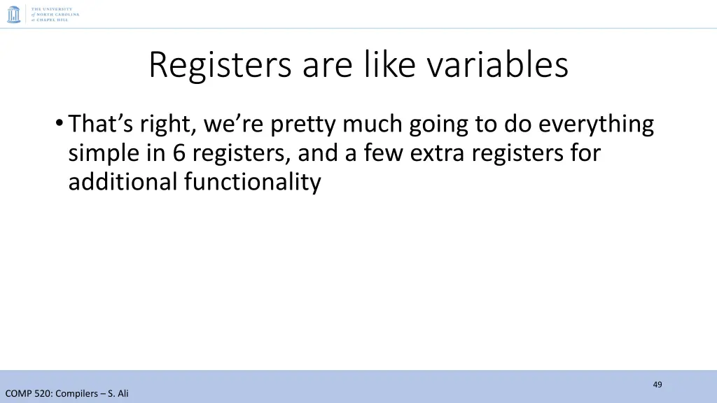 registers are like variables