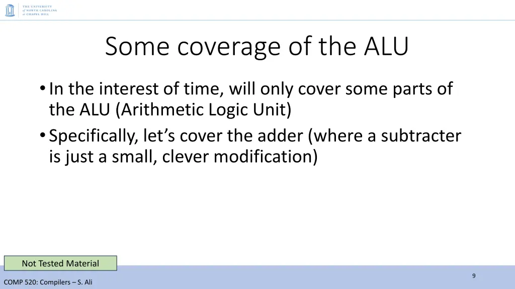 some coverage of the alu