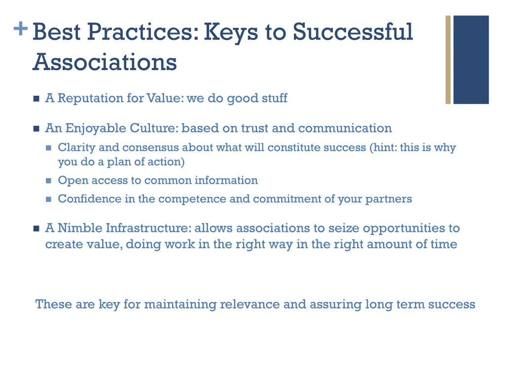 best practices keys to successful associations