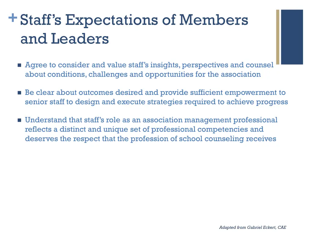 staff s expectations of members and leaders
