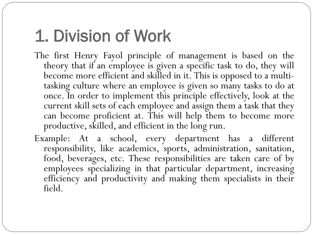 1 division of work 1 division of work the first
