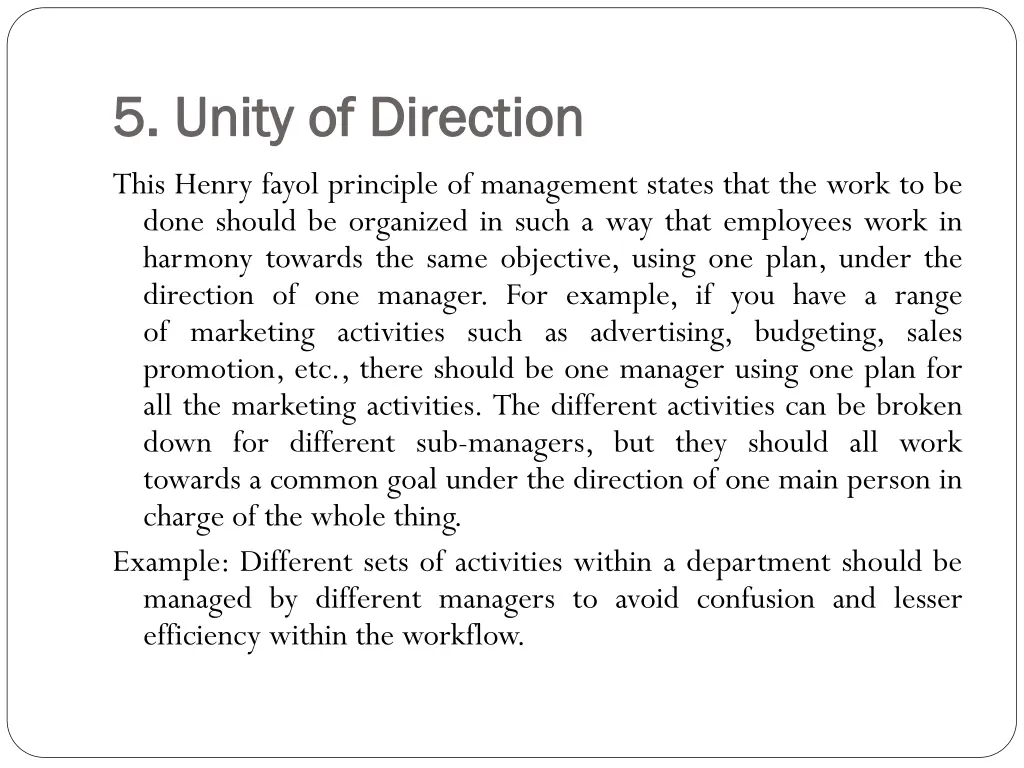 5 unity of direction 5 unity of direction