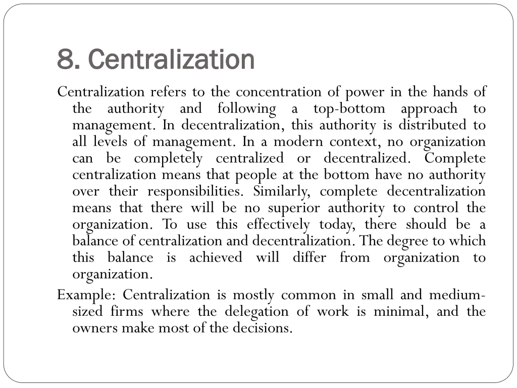 8 centralization 8 centralization centralization
