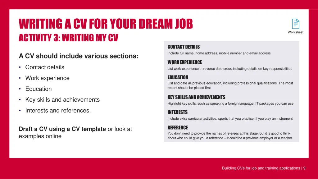 writingacvforyourdreamjob activity3 writingmycv