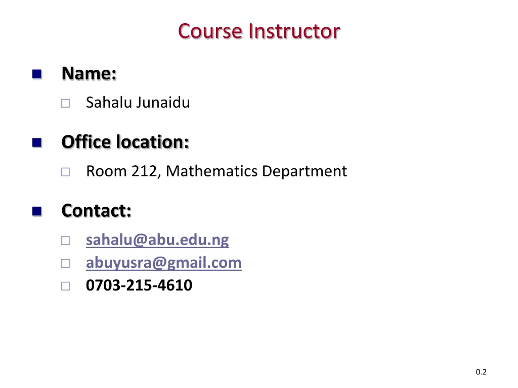 course instructor