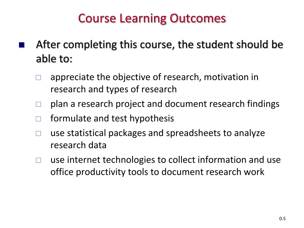 course learning outcomes