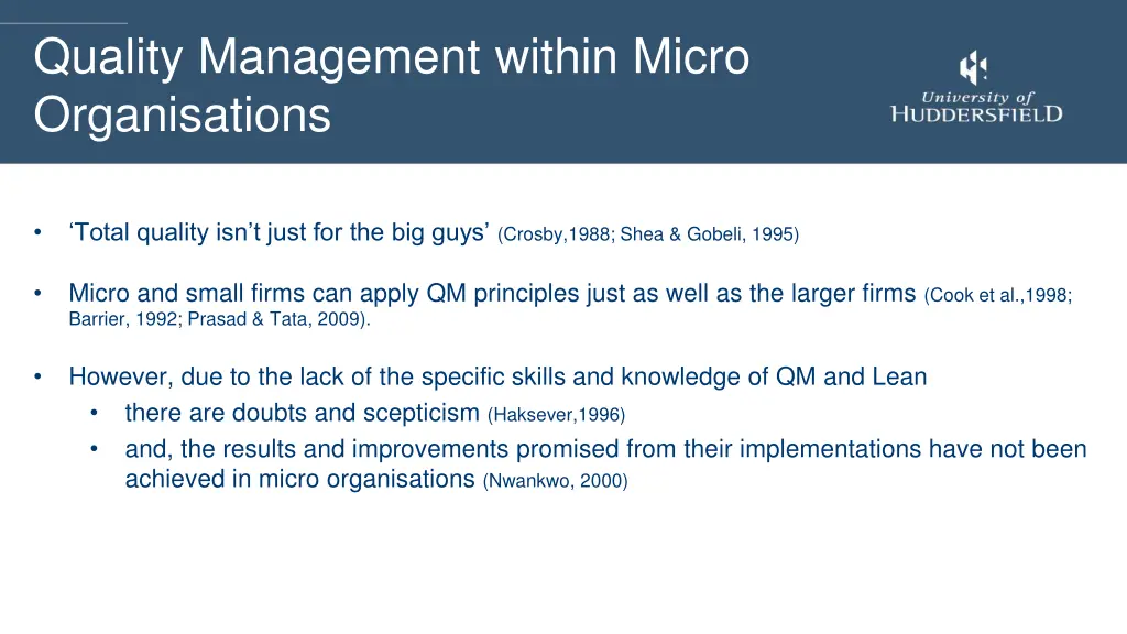 quality management within micro organisations