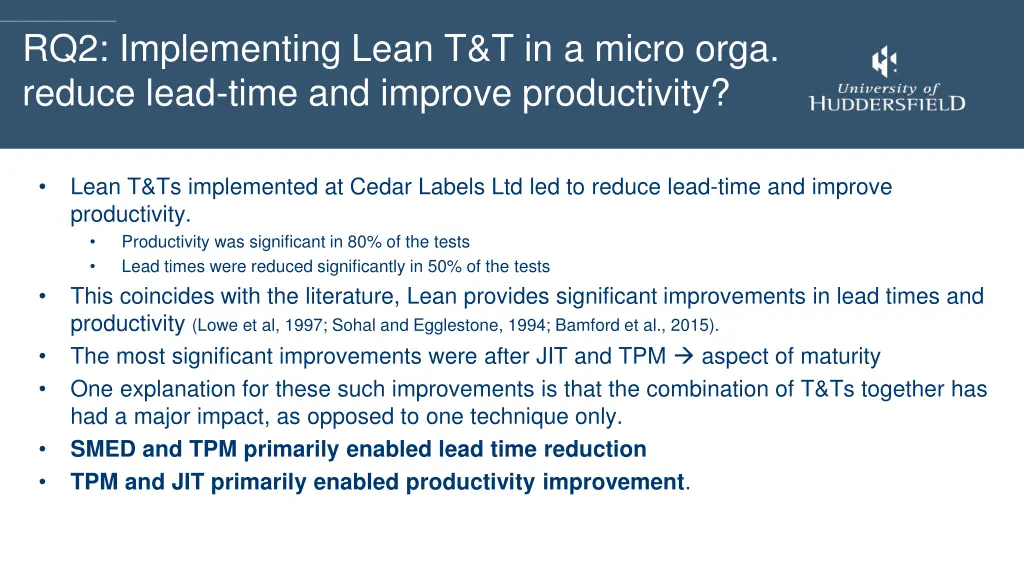 rq2 implementing lean t t in a micro orga reduce