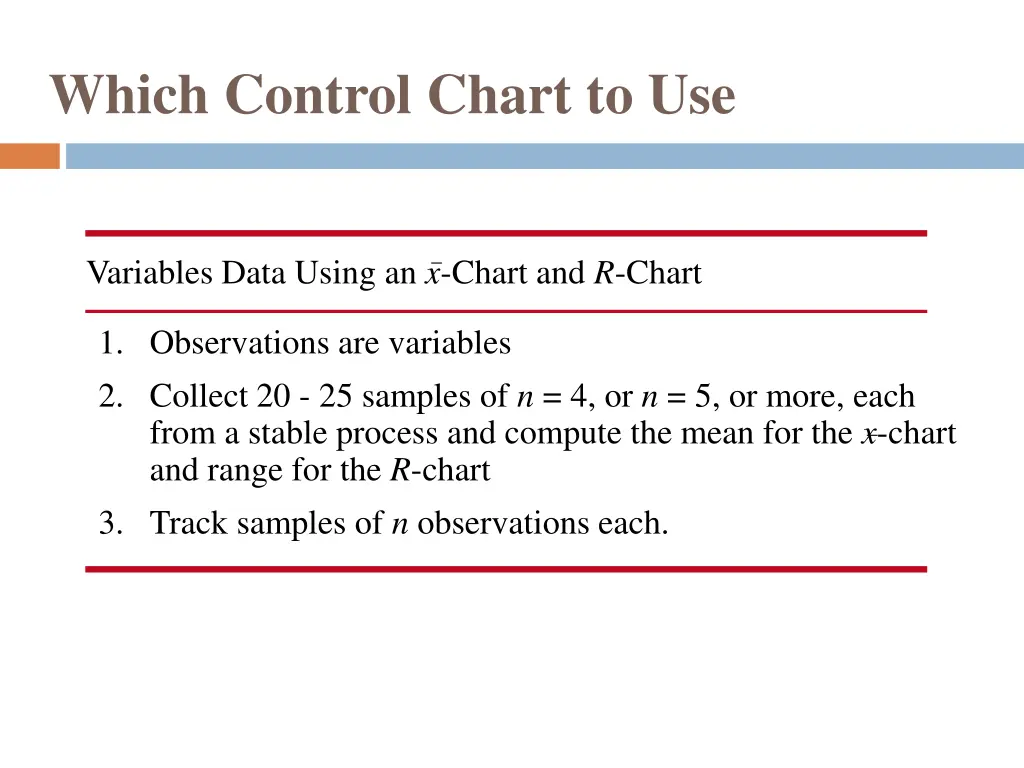 which control chart to use