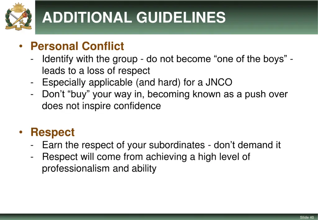 additional guidelines
