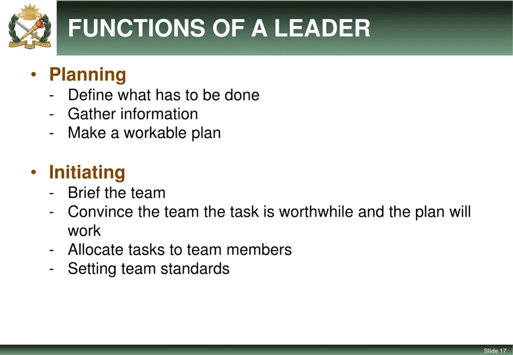 functions of a leader