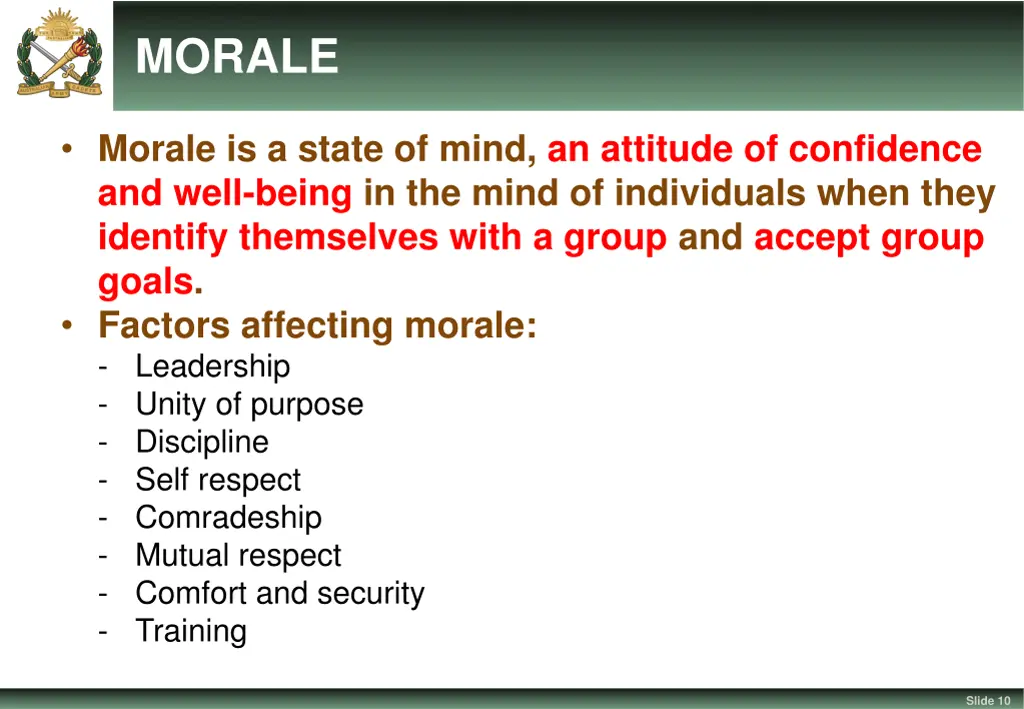 morale