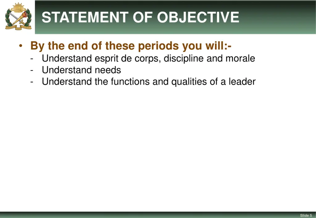 statement of objective