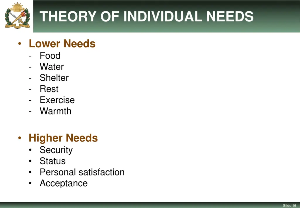 theory of individual needs