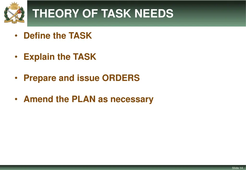 theory of task needs