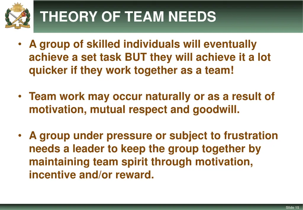 theory of team needs