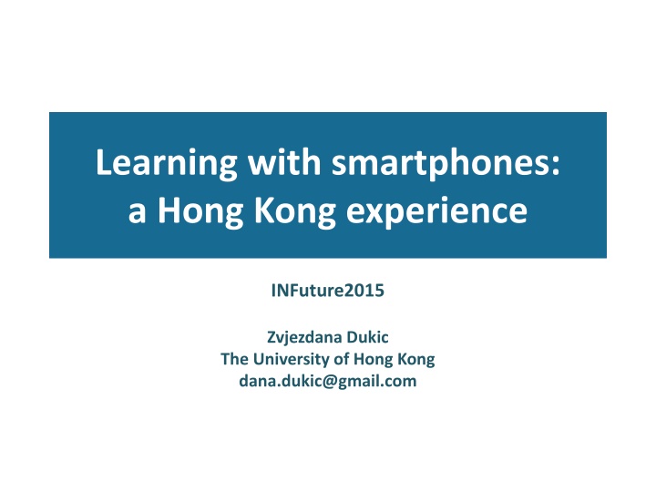 learning with smartphones a hong kong experience