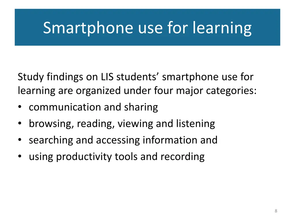 smartphone use for learning