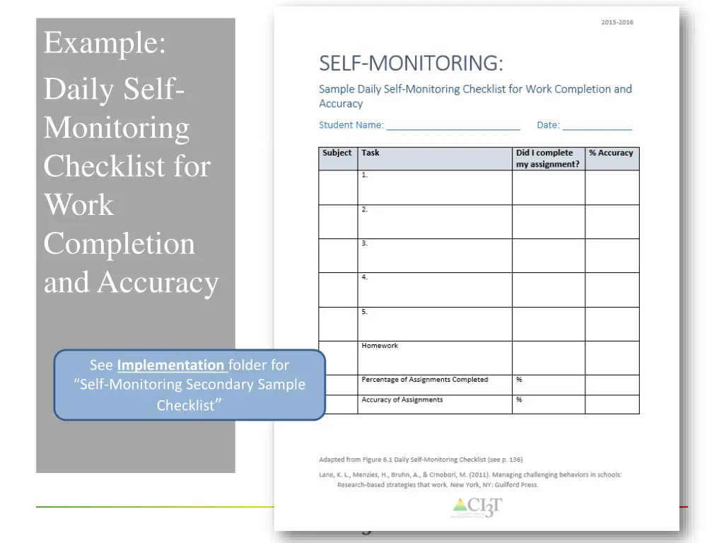 example daily self monitoring checklist for work