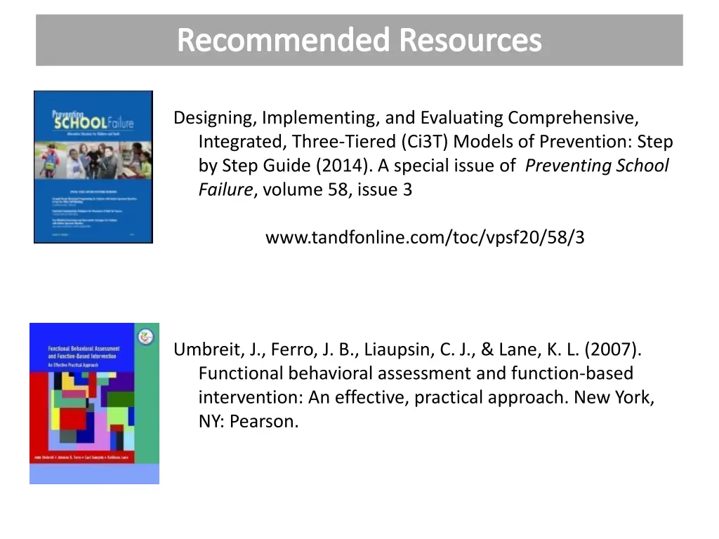 recommended resources