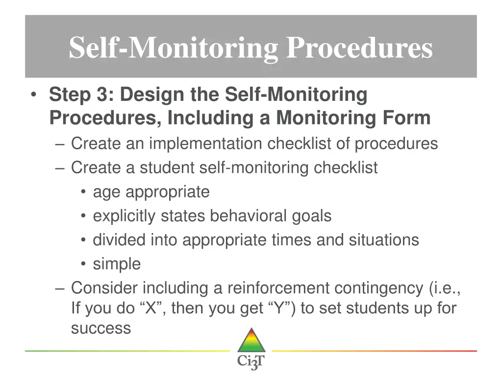 self monitoring procedures 3