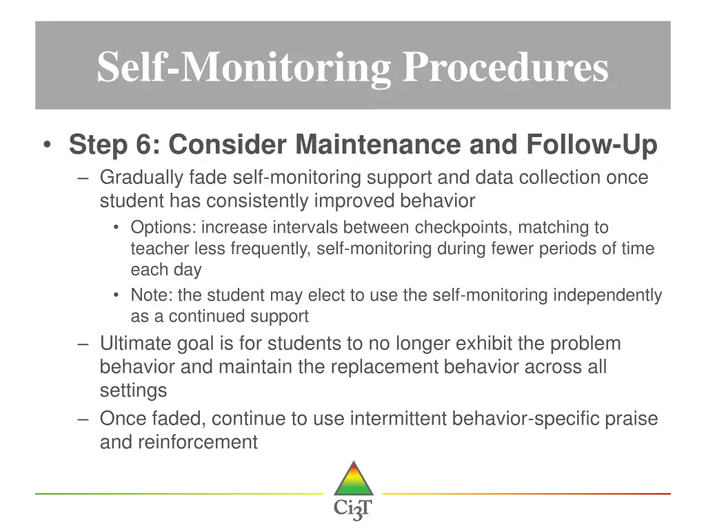 self monitoring procedures 6
