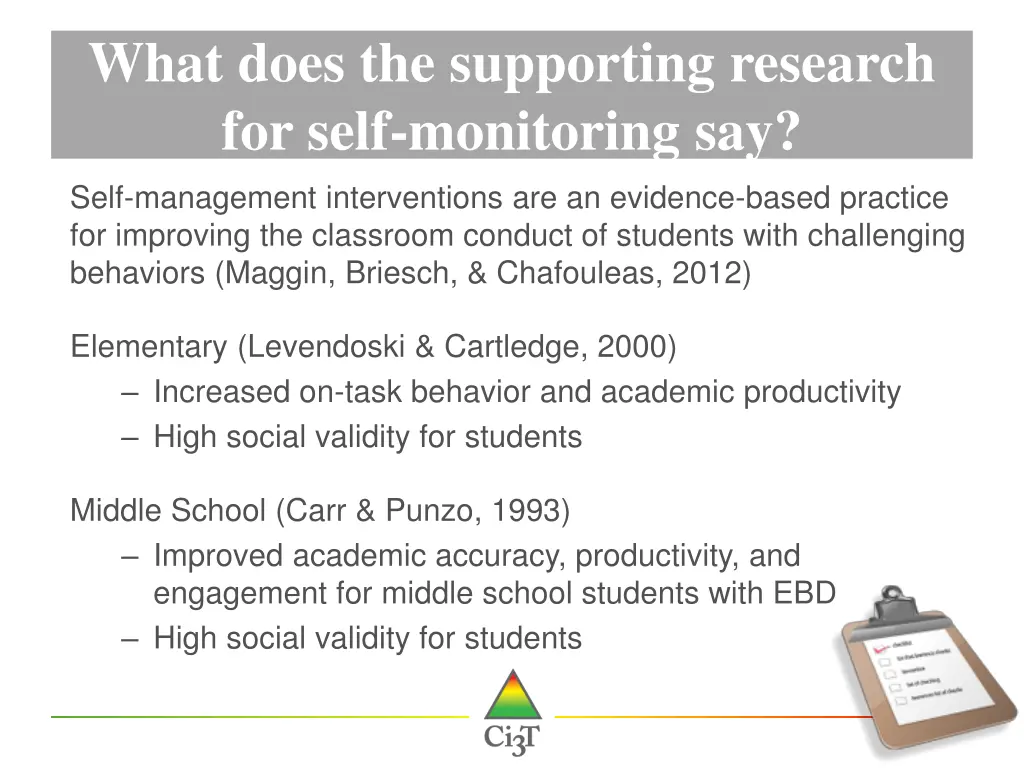 what does the supporting research for self