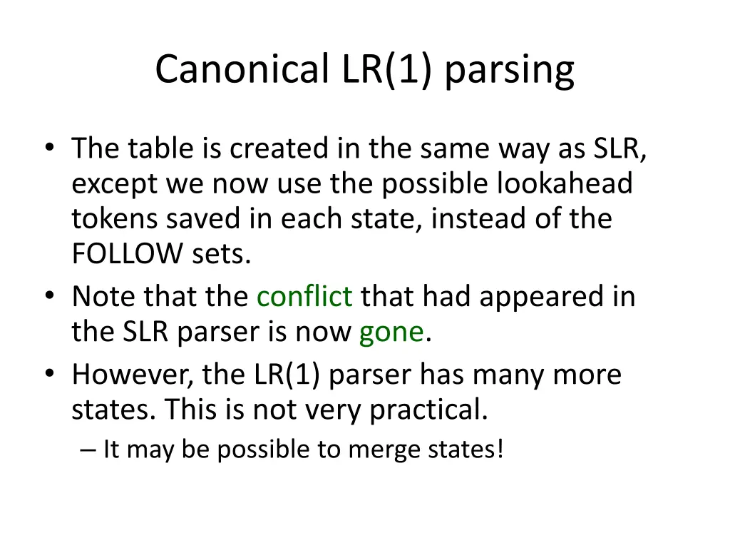 canonical lr 1 parsing