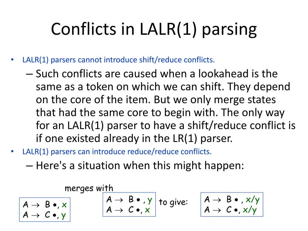 conflicts in lalr 1 parsing 1