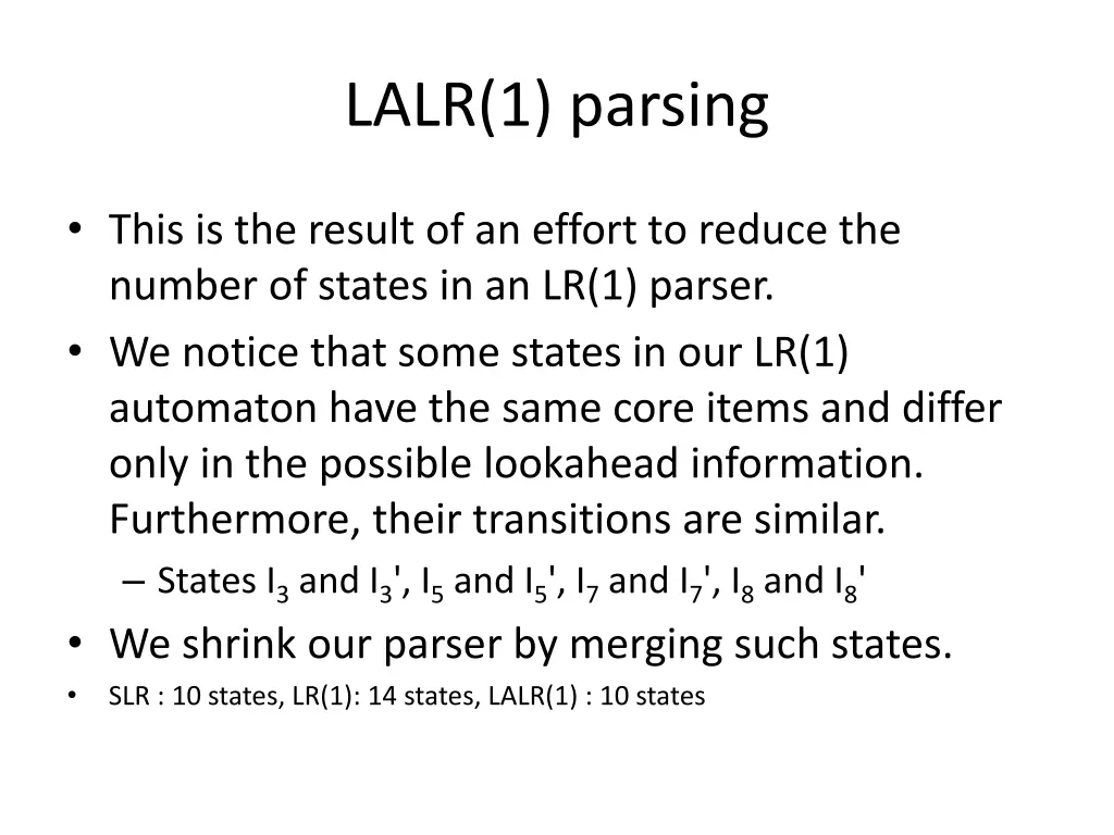 lalr 1 parsing