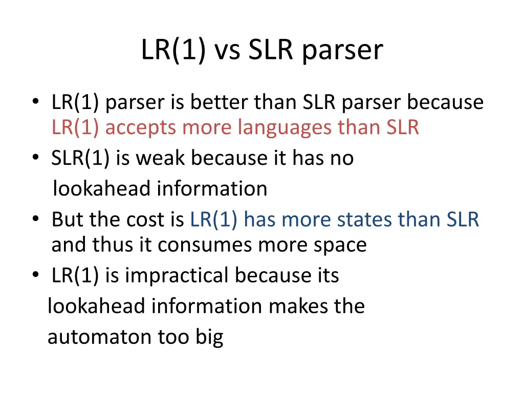 lr 1 vs slr parser