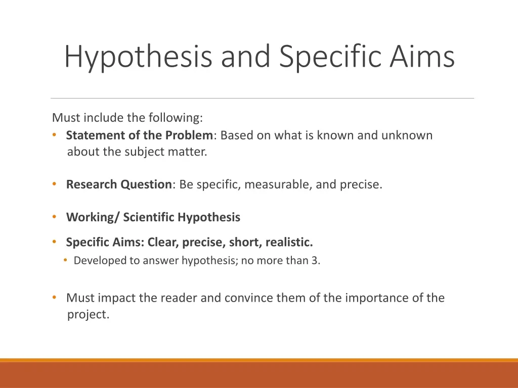 hypothesis and specific aims