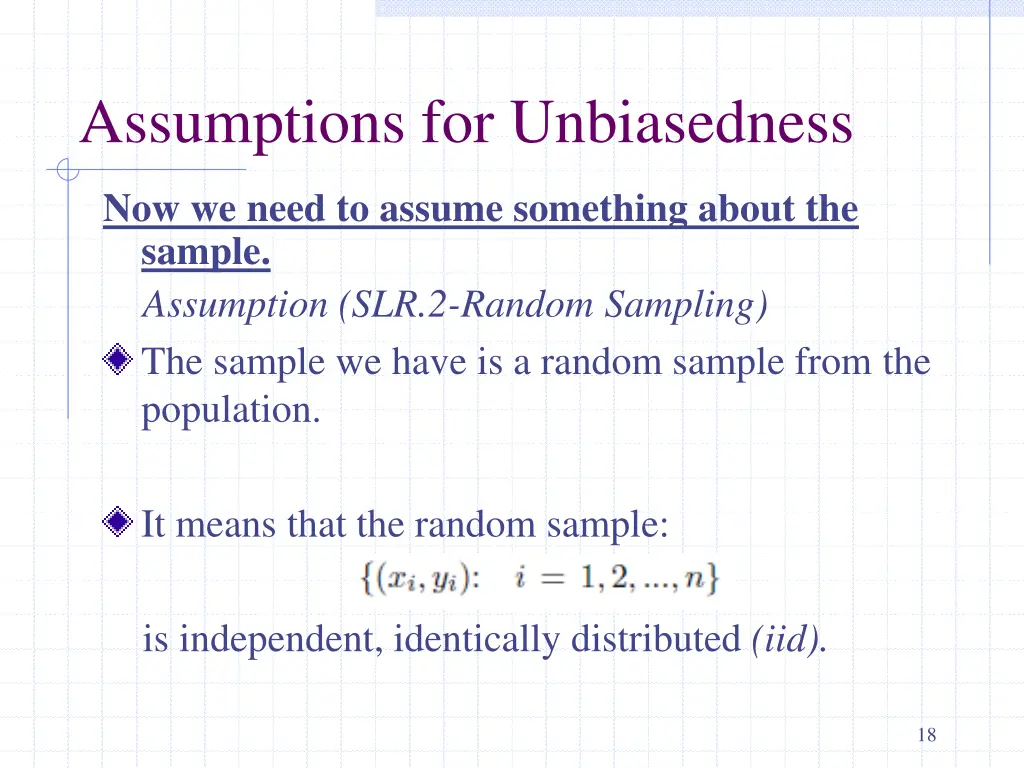 assumptions for unbiasedness 2