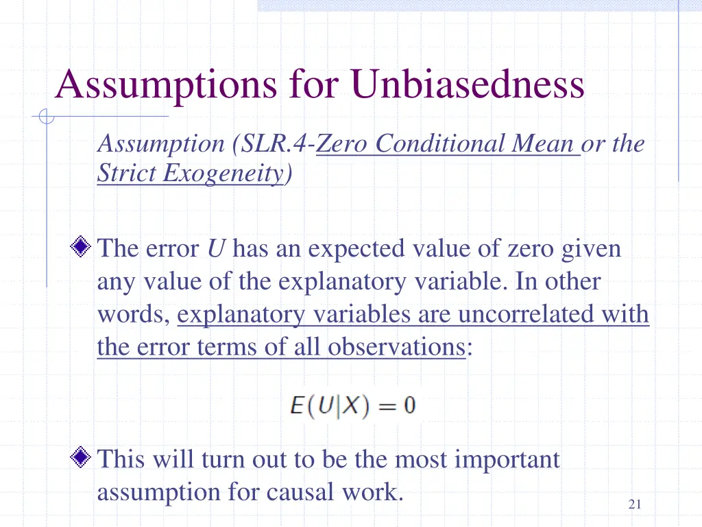 assumptions for unbiasedness 4