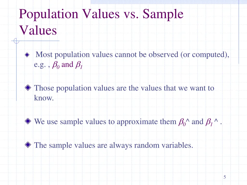 population values vs sample values 1