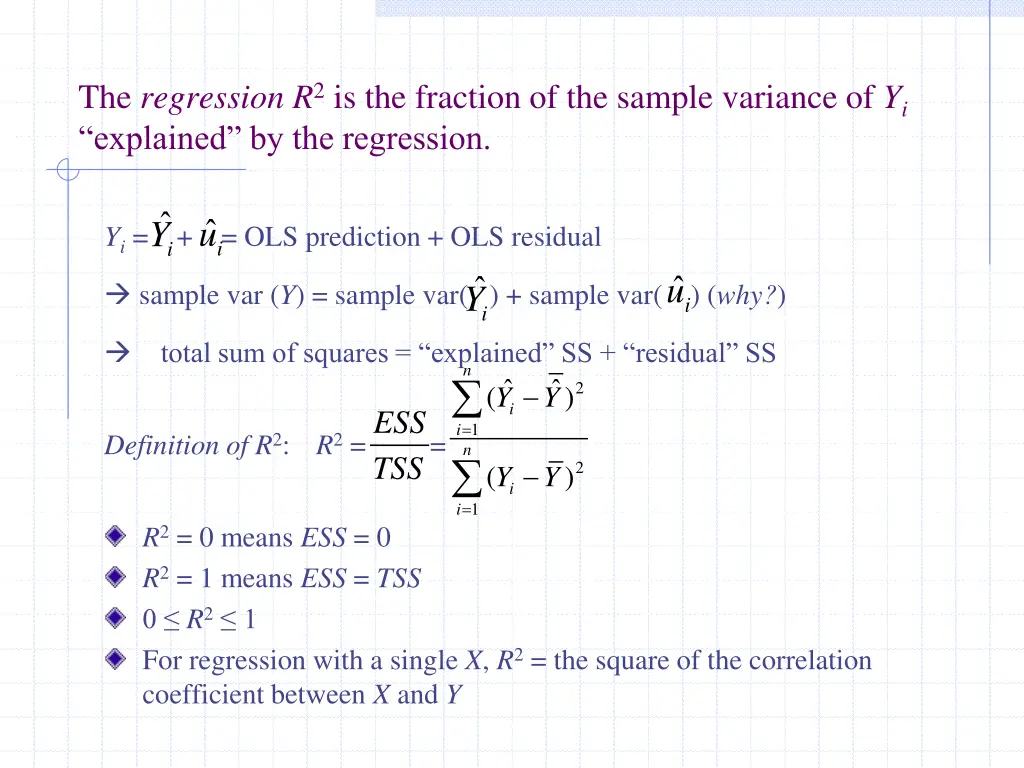 the regression r 2 is the fraction of the sample
