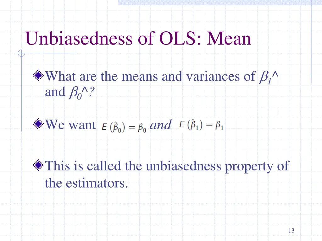 unbiasedness of ols mean