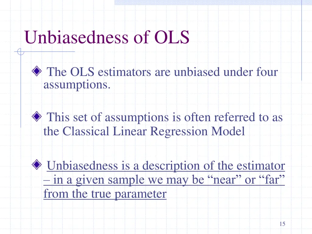 unbiasedness of ols