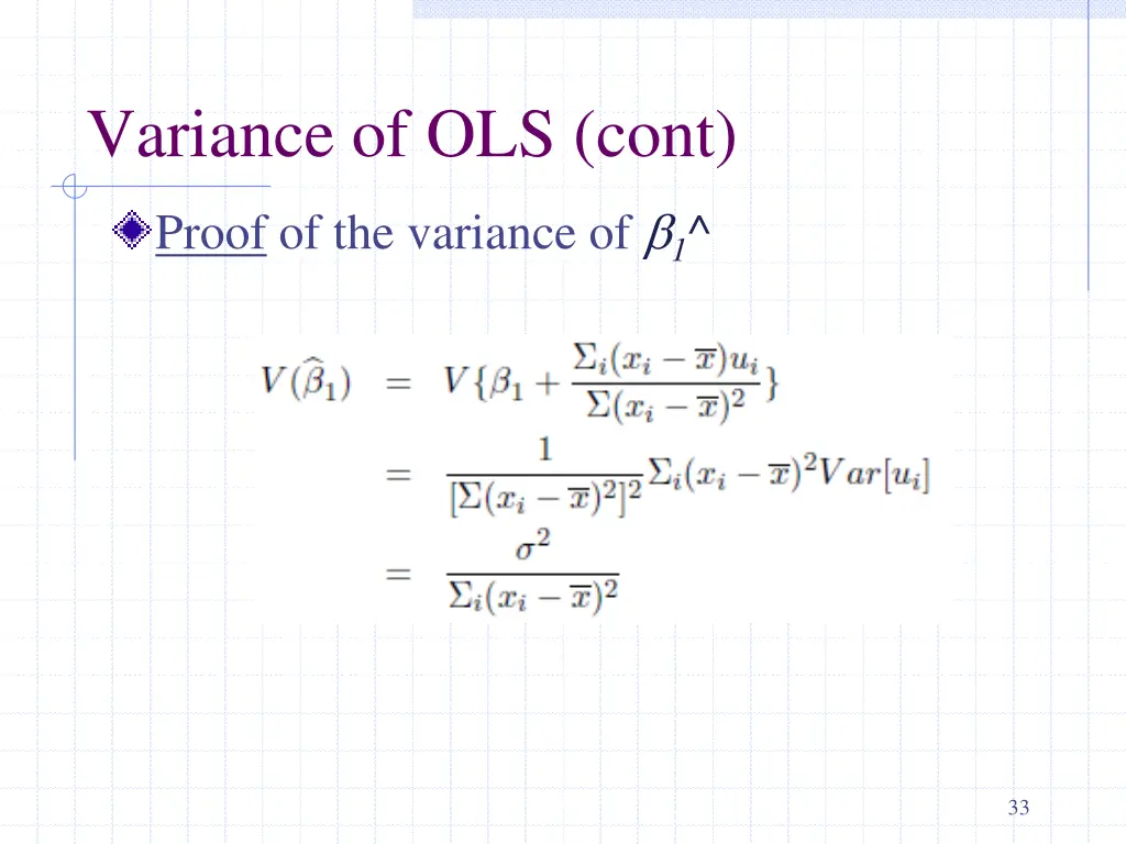 variance of ols cont 2