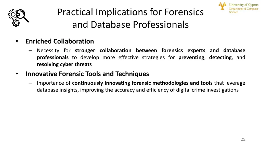 practical implications for forensics and database