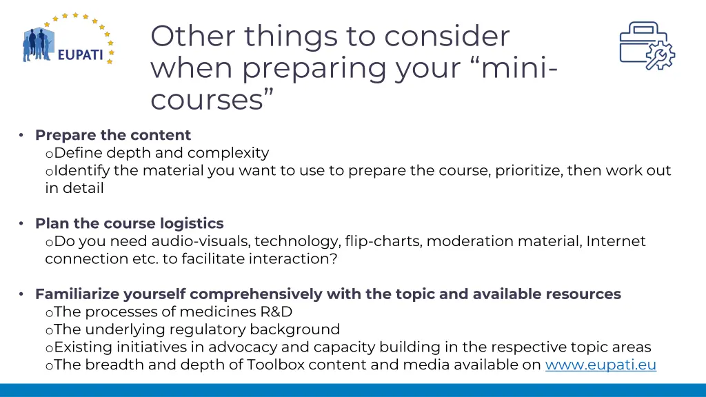 other things to consider when preparing your mini 1