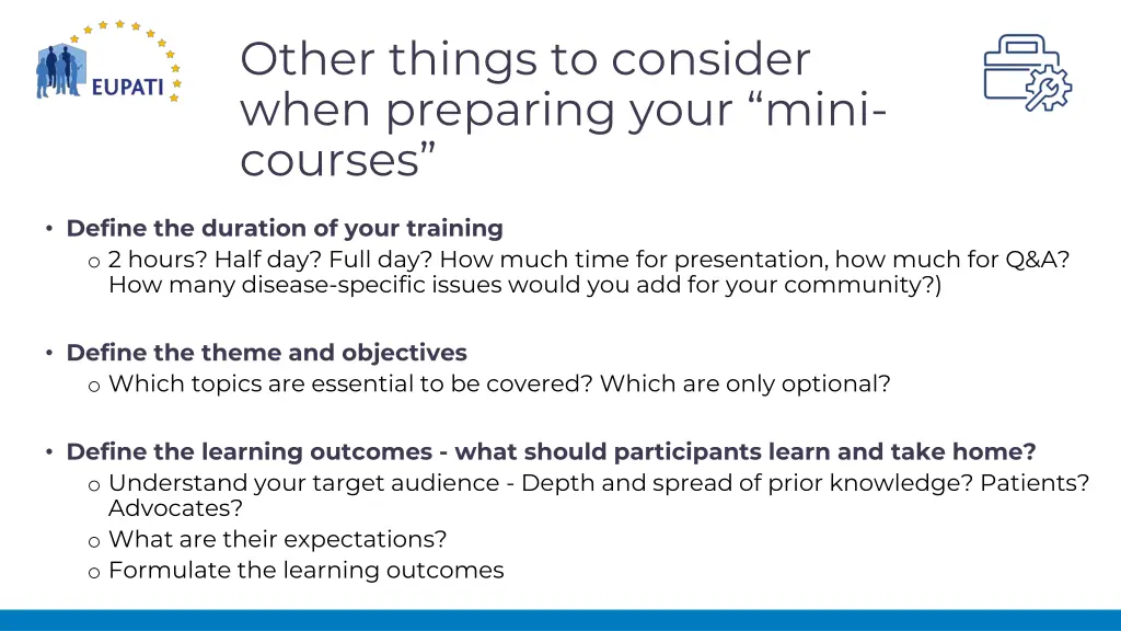 other things to consider when preparing your mini