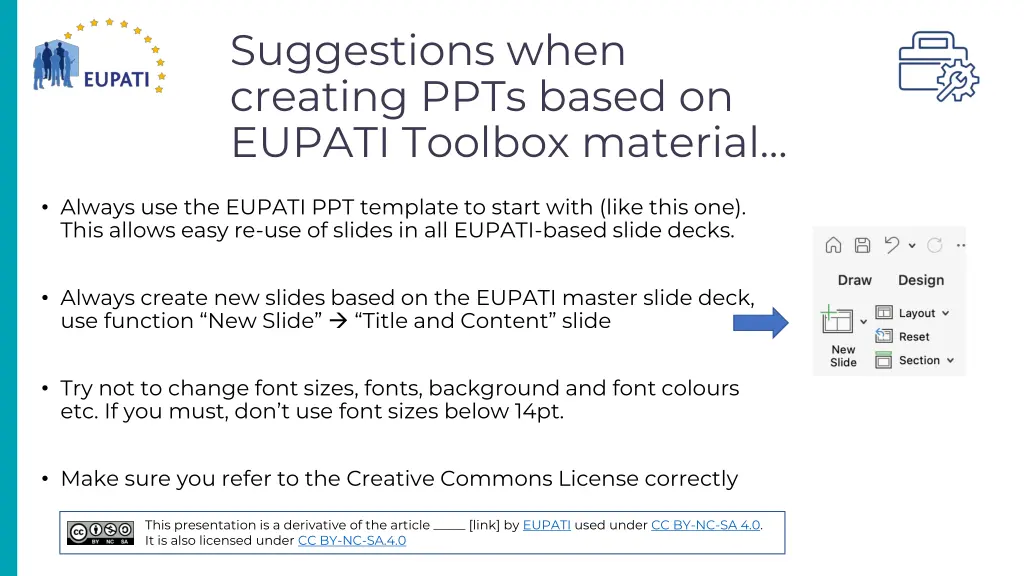 suggestions when creating ppts based on eupati