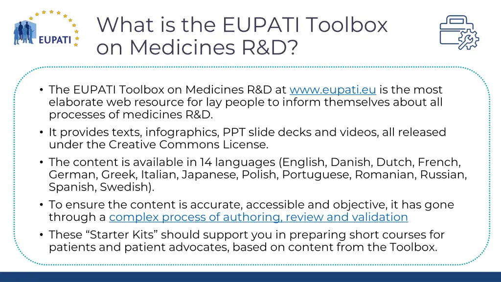 what is the eupati toolbox on medicines r d