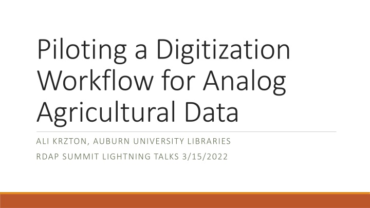 piloting a digitization workflow for analog
