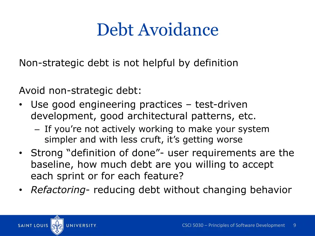 debt avoidance