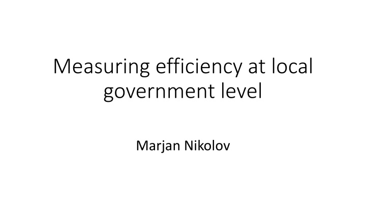 measuring efficiency at local government level