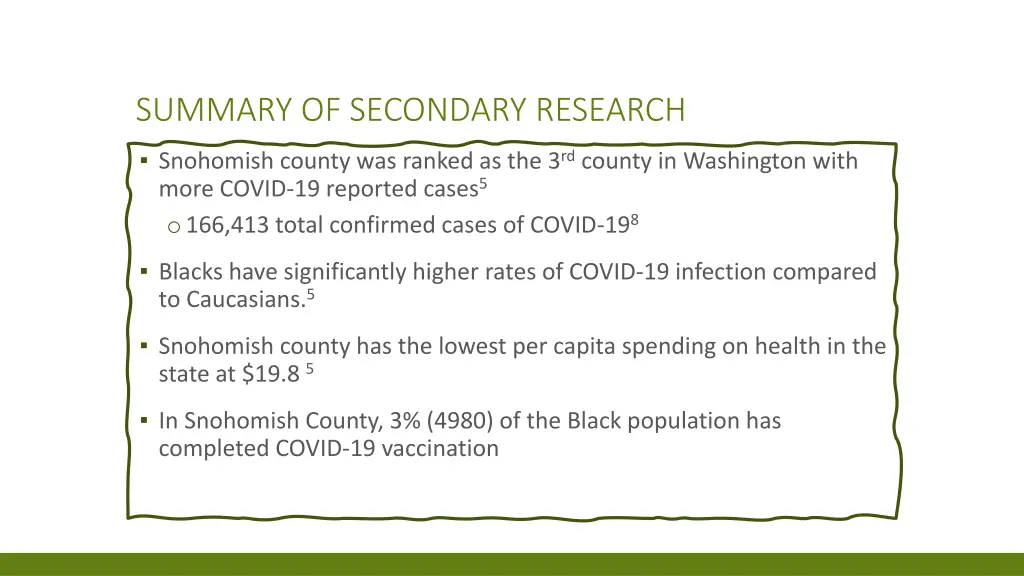 summary of secondary research 1
