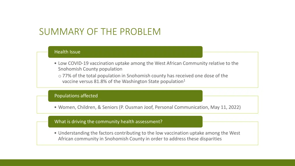 summary of the problem