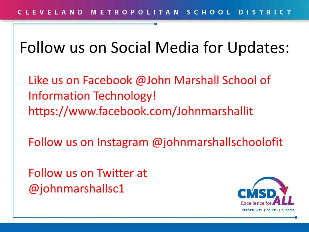 follow us on social media for updates